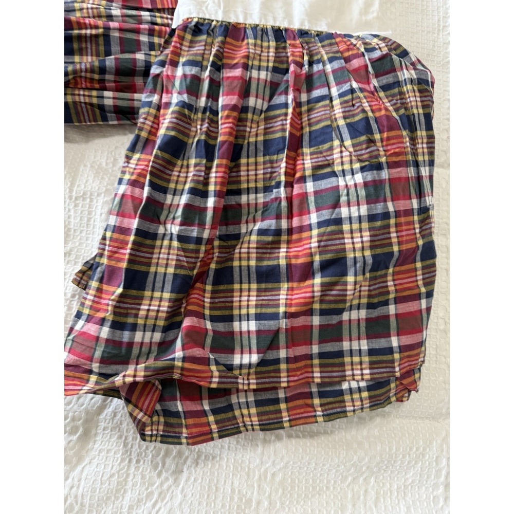 Ralph Lauren Red Navy Plaid Bed Skirt - Picture 5 of 12